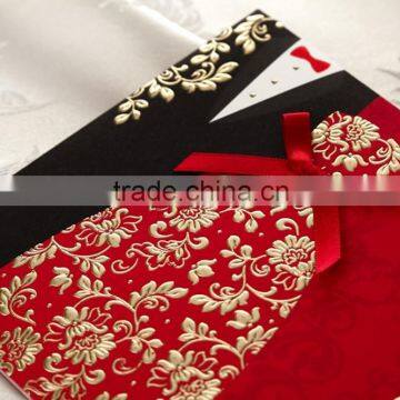 2016 chinese style custom letterpress wedding invitation card
