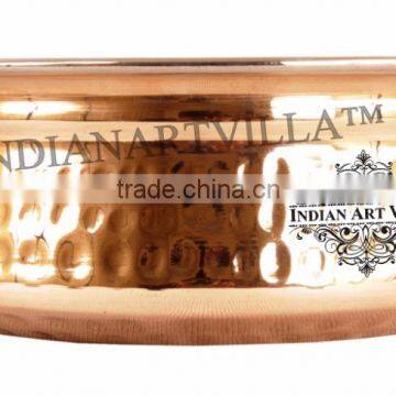 IndianArtVilla High Quality Steel Copper Handi Serving Bowl 750 ML - Serving Dish Curry Home Hotel Restaurant Tableware