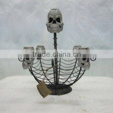 Halloween skull candle holder for led candle