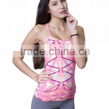 Trendy Fashion Wear Lovely Full Printed Women Sports Wear Workout Tank Top