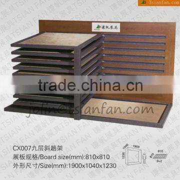 CX007 ceramic tiles showroom metal racks for shops/ 9 layer reclining type rack