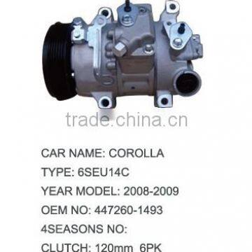 auto ac compressor for TOYOTA COROLLA 6SEU14C 447260-1493