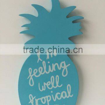 lovely blue pineapple shape wholesale wooden craft wall hanging decoration