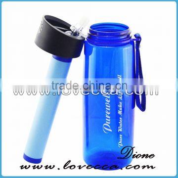 Top survival personal water filter straw bottle with wter filter 650ML