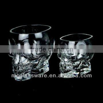 handmade clear skull heads shape glass vase