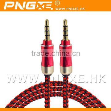 PNGXE high quality fabric braided 3.5mm gold connector AUX Audio Cable