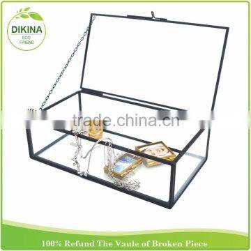 Contemporary Clear Stained Brass Silver Glass Keepsake - Peace Sign Display Container Case - Retro Glass Chinese Tea Gift Box photo-2