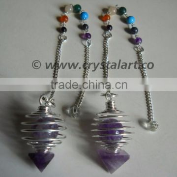 AMETHYST AGATE CAGE PENDULUM WITH CHAKRA CHAIN