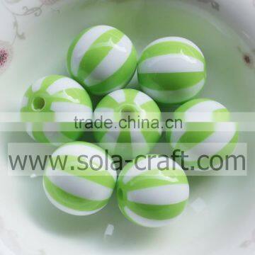 Reasonable Price 20MM Fancy Green & White Striped Resin Plastic Bracelet Jewelry Latest Design Necklace Beads For Ornaments