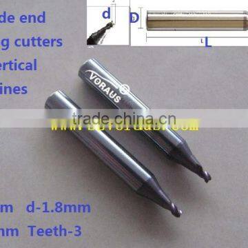 Carbide end milling cutters for vertical machines D-6mm d-1.8mm L-40mm Teeth-3