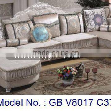 Classic U Shape Royal Wooden Fabric Sofa Set Luxury Living Room Indoor For Home Furniture Malaysia