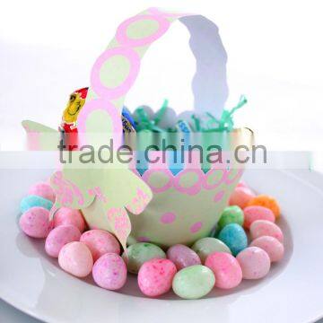 2013 New Favor Box Pastel Colours Paper Lime and Pink Polka Dot Basket For Little Girls Party Favors