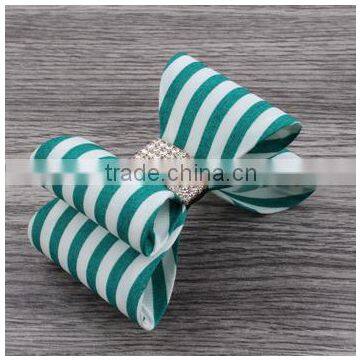 High Quality Stripe Satin Bowknots Rhinestone Center Designer Baby Headbands photo-5