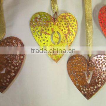 Christmas Decoration Metal Christmas decorations hangings-Heart shape, metal heart shape decoration, Heart shaped/colored Hearts