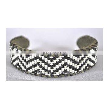 Glass Bead Covered Bracelets on White Metal photo-2