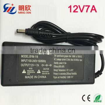 12V7A Desktop Power Adapter With AC Cord UL FCC CE SAA C-Tick PSE KC CCC Approval