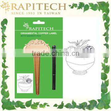 17cm Gardening Marker Pen with Ornamental Copper Plant Label