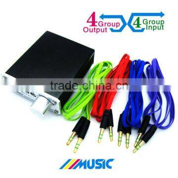 Aluminum 4 ports A985 RCA Audio switch switcher With headset switcher MP3 switcher