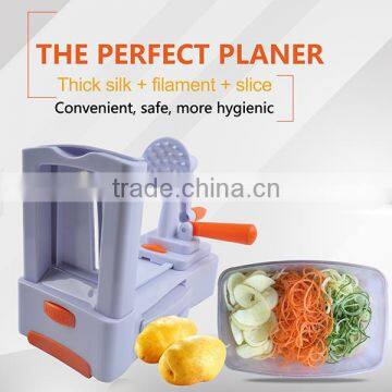 Various transports acceptable One-step service support product tri-blade plastic spiral vegetable slicer