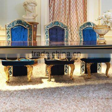 French New Fashion Neo-Classic Marquetry Luxury Dining Table Set/ Fantanstic Vivid Wooden Carving Dining Room Furniture 8 People photo-2
