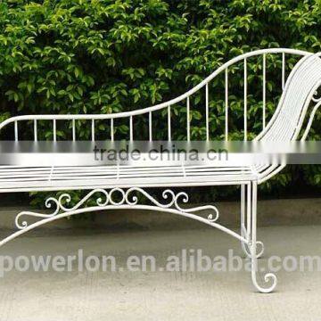 Ornate Wrought Iron garden Bench Shabby Chic Antique White