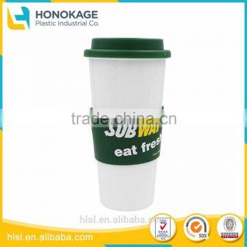 480ML Takeaway Plastic Coffee Cups With Lid, Reusable White Plastic Sports Cups