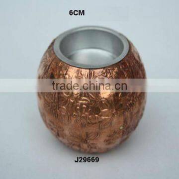 Copper sheet T light holder with Embossed floral patterns