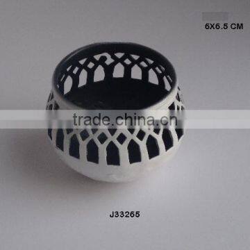 White and Blue colours Iron votive with semi circular patterns