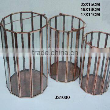 Copper and glass Votive Lantern in Mirror polish finish