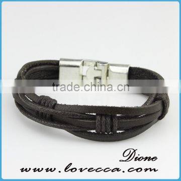 New Design Handmade Men Long Braided Genuine Leather Bracelet photo-2
