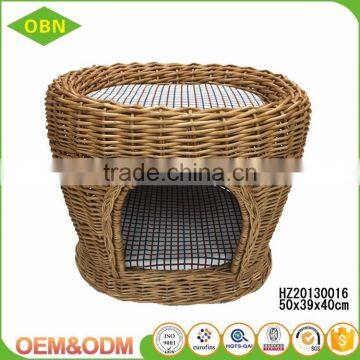 China Custom Nice Quality Beautiful Antique Pet House Wicker Dog Bed Indoor Cat House for Sale photo-2
