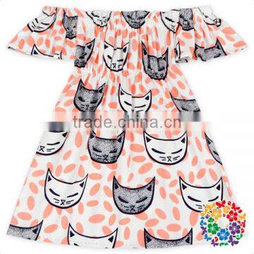 Latest Adorable Girls High Wast Flutter Sleeves Boat Neck Summer Dress