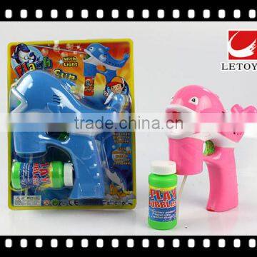 kids plastic funny dolphin shape bubble gun with music and 1 bottle bubble water