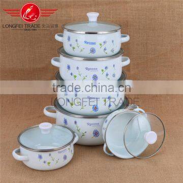 Decal enamel drum shape cooking pot / stockpot/cassrole