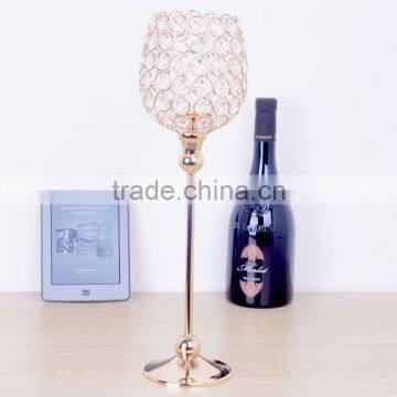 Top selling crystal candle holder with metal plated candlestick for home wedding decorative romantic candle stand free shipping