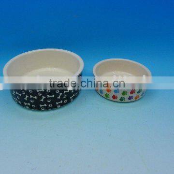 5inch dolomite ceramic dog bowl with bone printing