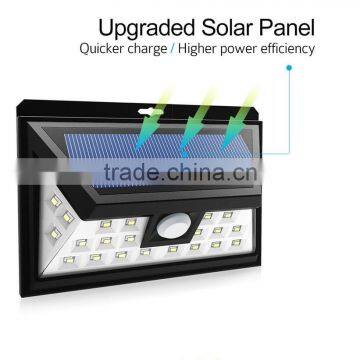 Ningbo 24led Solar Powered Night Lights Outdoor Pillar Solar Sensor Wall Lamp