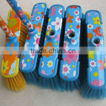 120cm Length Flower PVC Design Plastic Broom With Stick for Cleaning Tools photo-2