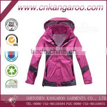 Ladies' 100% polyester windproof mountaineering jacket with inner fleece