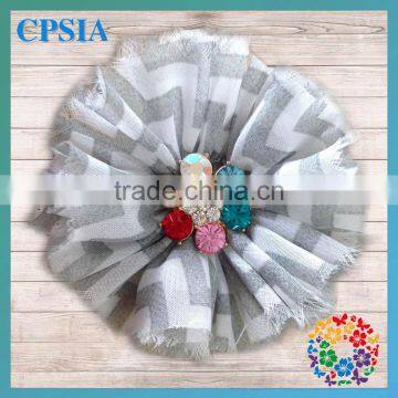 Gray& White Chiffon Decoration Flower Design with Colorful Rhinestone