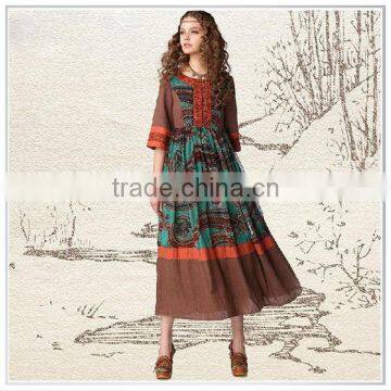 Customized 2015 New Design Digital Printing Silk Georgette Dresses