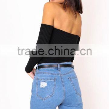 Long Sleeve off Shoulder Knit Top Women Fashion Designer Patterns photo-3