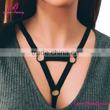 Hot Sale Simple Cheap Sexy Black Strappy Harness Bra photo-2