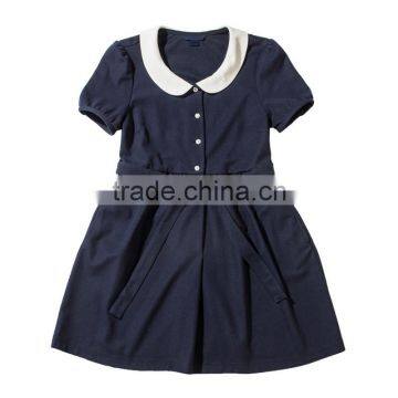 2017 New Summer School Children High Waisted Skirt Student Girl Doll Collar Dress Custom photo-2