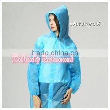 Long Waterproof Disposable Plastic Raincoat Rain Poncho With Sleeve and Hood photo-6