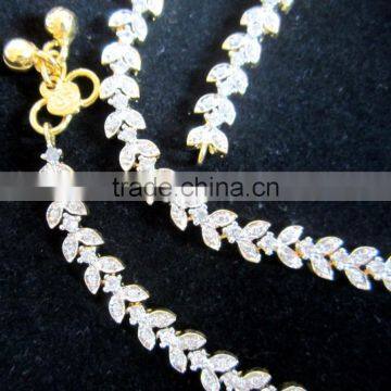 CZ American Diamond PAYAL Anklets Pair photo-3