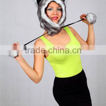 Funny Cute Christmas Cosplay Silver Fur Fox Ears Hat photo-3