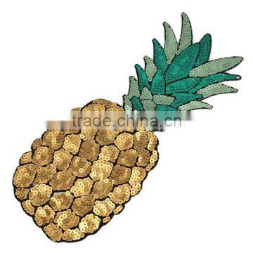 Pineapple Applique Embroidery Designs Custom Fruit Embroidery Sequin Patch photo-4