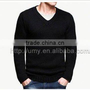 men's v collar star pattern mature sweater