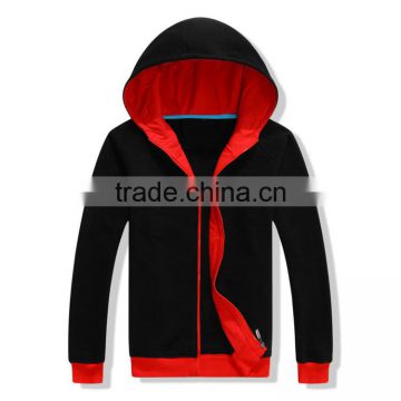 wholesale high quality cotton polyester fleece fashion men plain zipper gym custom hoodies